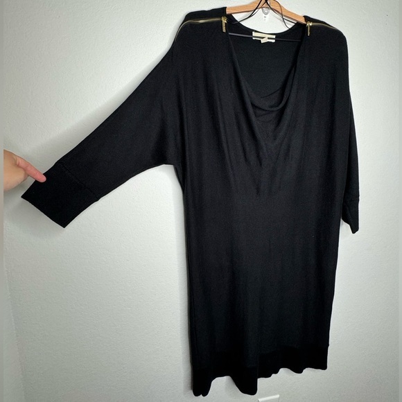 Michael Kors Black and Gold Zipper Shift Dress- Sz XL - Picture 3 of 8